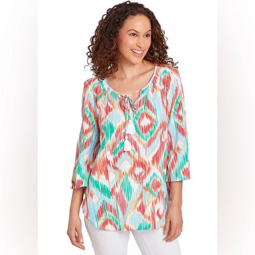 Ruby Rd Colorful Geometric Print Blouse Size XL - Picture 2 of 11